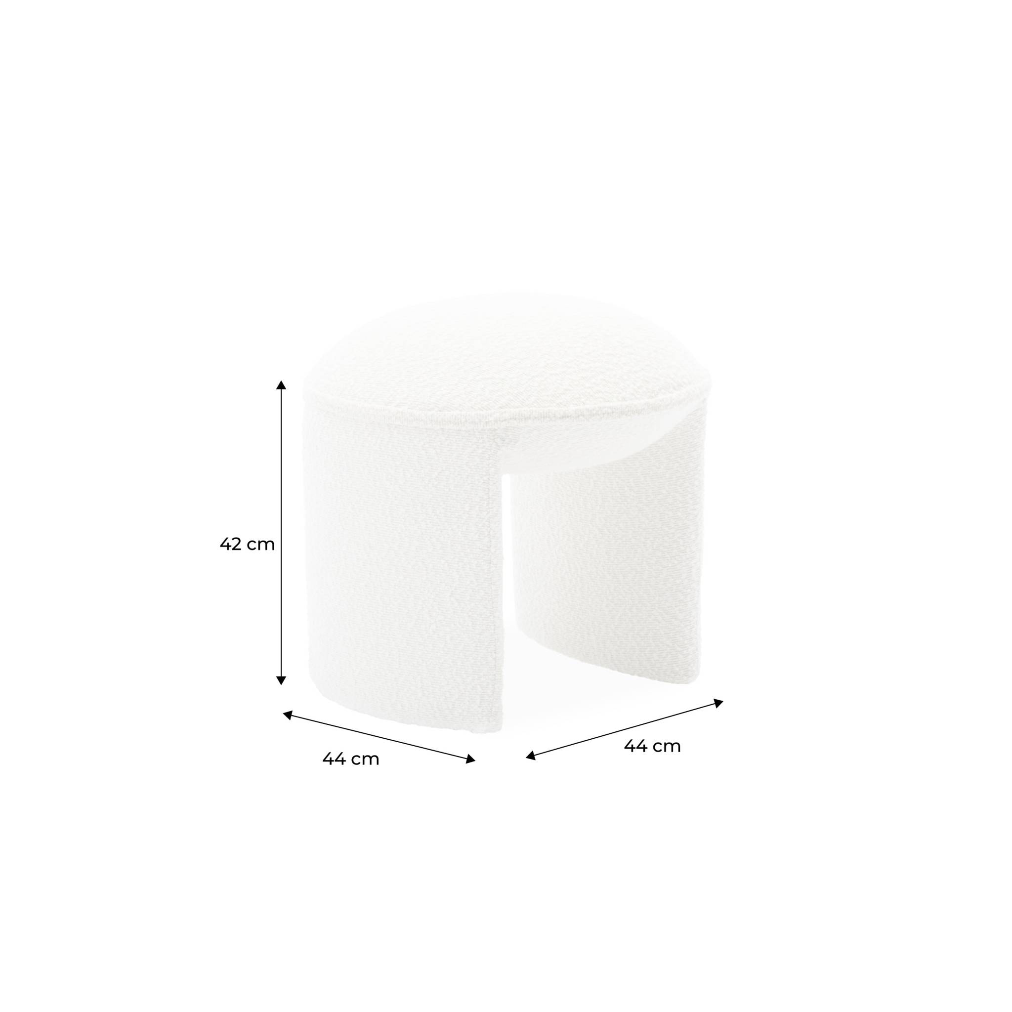 Tabouret. pouf bouclette texturée blanche L 44 x P 44 x H 42cm -SHAWN