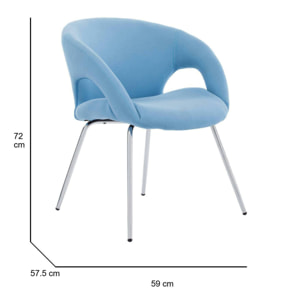 Sedia da ufficio Bathurst, Seduta da attesa con braccioli per ufficio, Seduta ergonomica da attesa, 58x59h72 cm, Azzurro