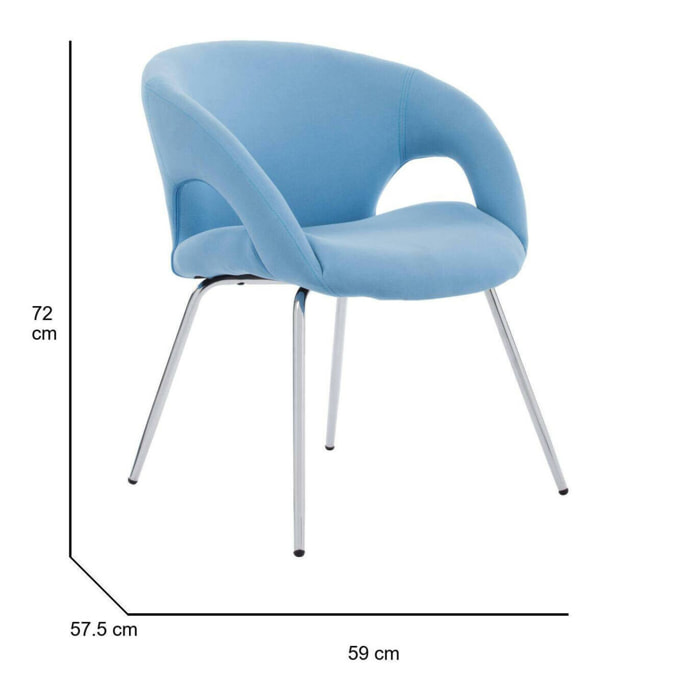 Sedia da ufficio Bathurst, Seduta da attesa con braccioli per ufficio, Seduta ergonomica da attesa, 58x59h72 cm, Azzurro