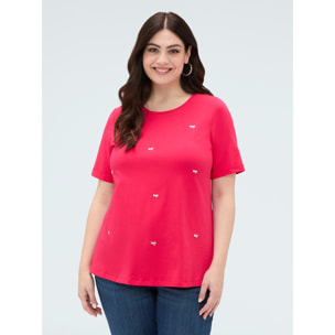 Fiorella Rubino - Camiseta de algodón con charm de libélula - Fuchsia