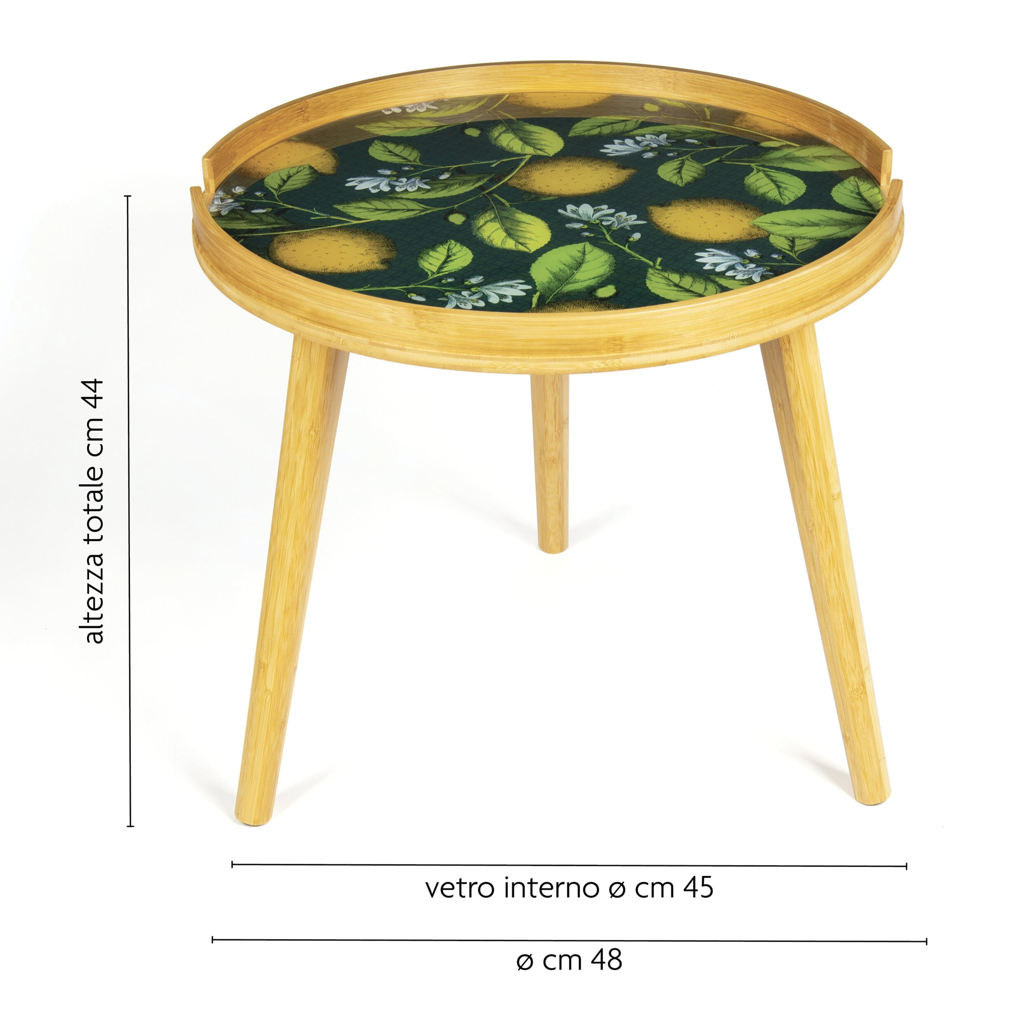 Tavolino Excelsa Boboli in bambù e vetro 48x48x44 cm multicolore