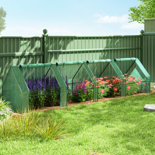 Mini Serre tunnel de Jardin - 4 fenêtres avec Zip enroulables - Acier PE 140 g/m² Anti-UV - 360x90x90cm - Vert