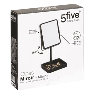 Miroir "Glass" pivotant noir 30x15,2cm