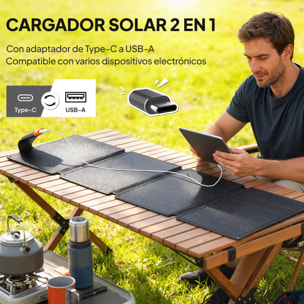 36W Cargador Solar Plegable, Panel Solar Portátil con Puertos USB-A y Tipo-C, IP67 Impermeable, Placa Solar Plegable con Superficie de ETFE, para Cargar Teléfonos, Tablets, Camping y Senderismo