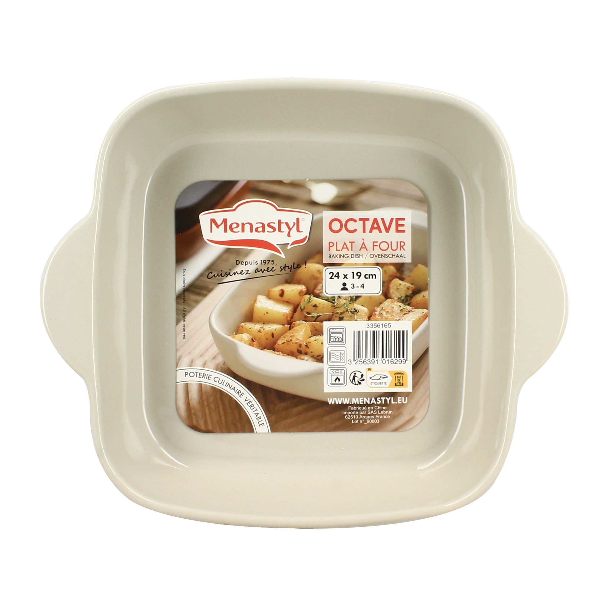 Plat à four carré en grès beige OCTAVE