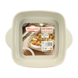 Plat à four carré en grès beige OCTAVE
