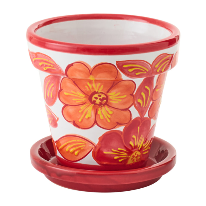 J-Line Cache-pot - céramique - orange/blanc - small