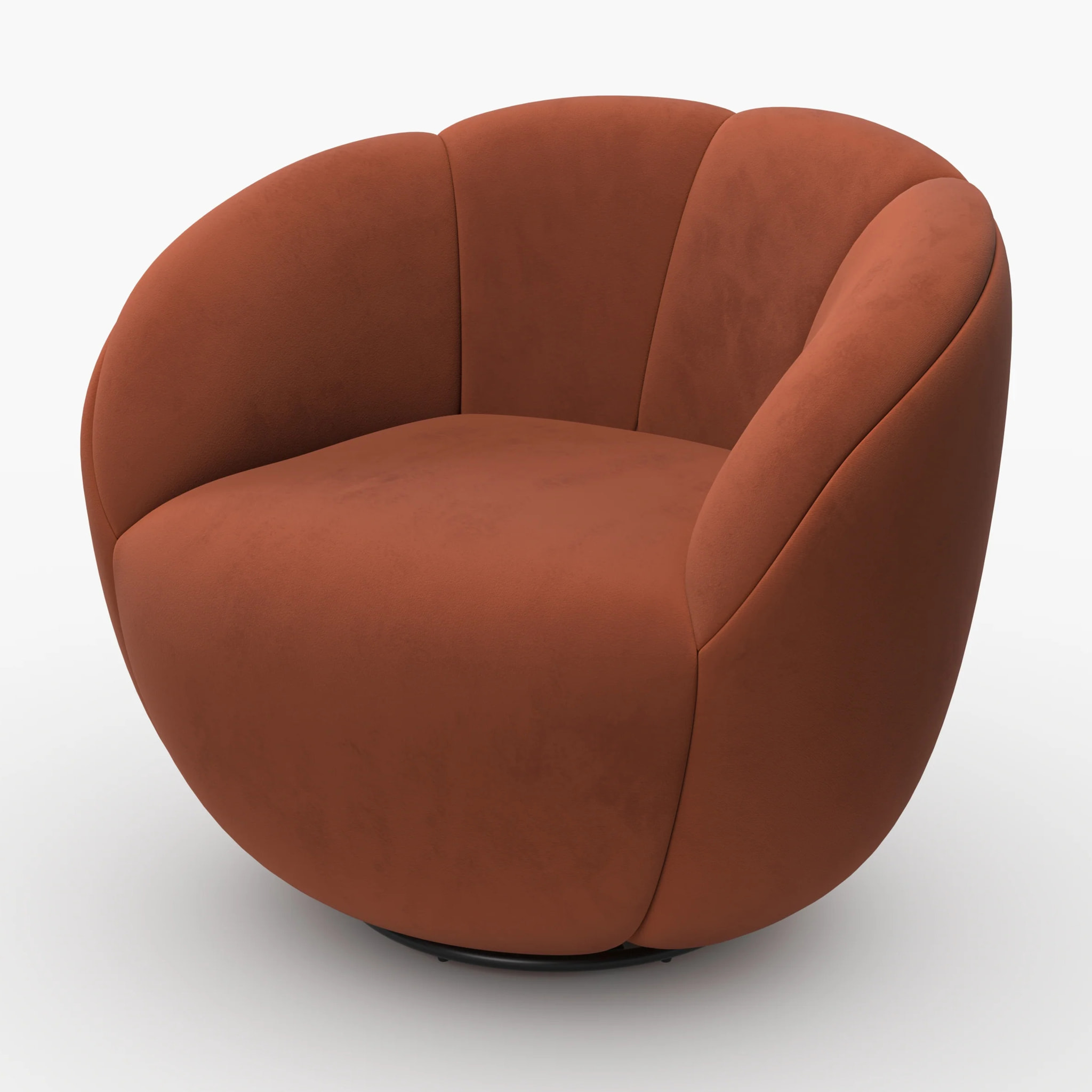 Fauteuil pivotant en velours rouge rouge brique - Ysé