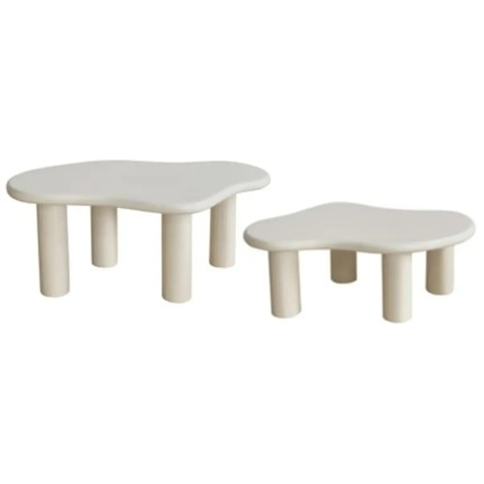 Lot de 2 tables basses Olao ivoire 100x60cm