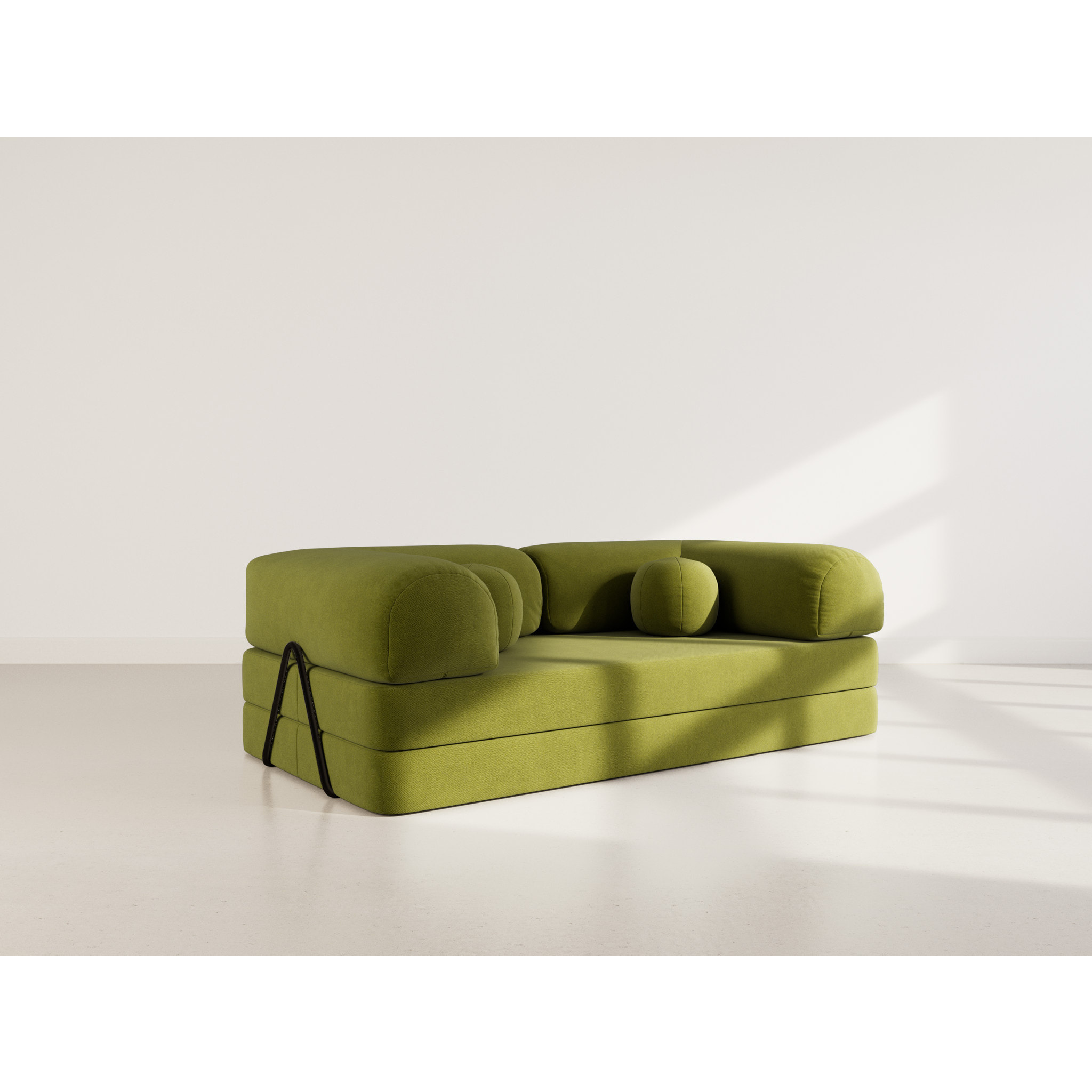 Nebula - Canapé 3 places convertible en velours texturé - Vert Kaki