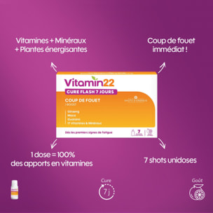 VITAMIN'22 - Programme Vitaminé - Formule spécifique Femme - Action fortifiante anti fatigue - Cure Flash 7 jours "coup de fouet" - 7 doses de 30ml + 60 gélules végétales