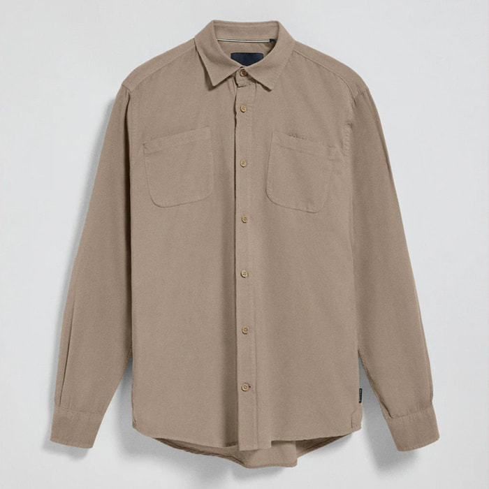 Camisa con bolsillos Massachusetts color camel y bordado Polo Club