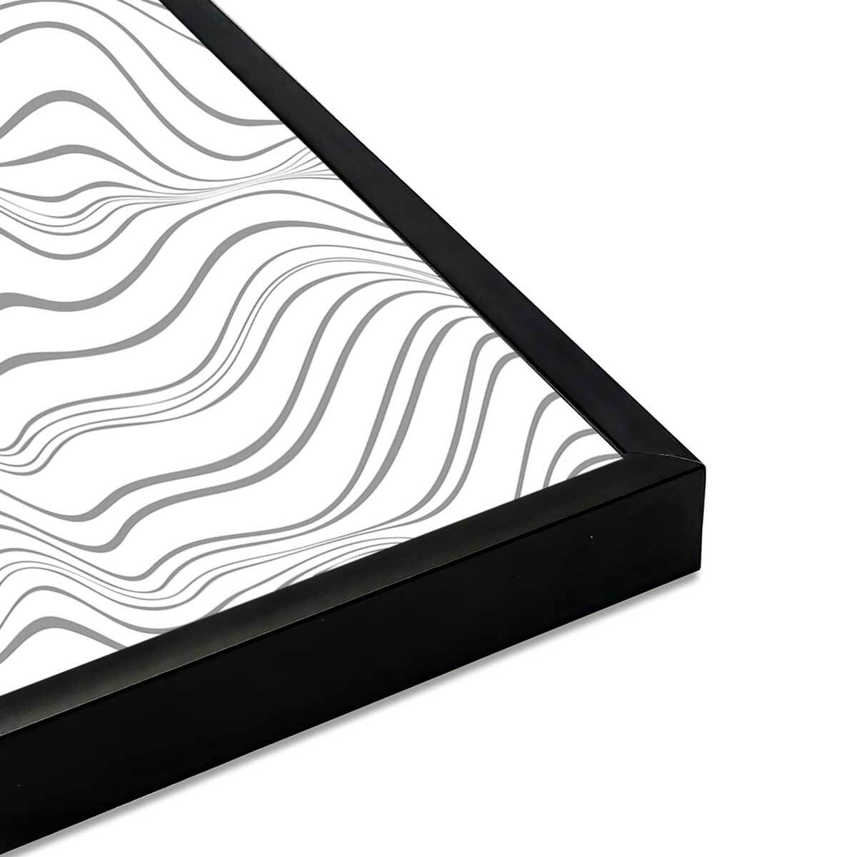 Affiche encadrée soleil abstrait lignes modernes Affiche + cadre en métal - Noir