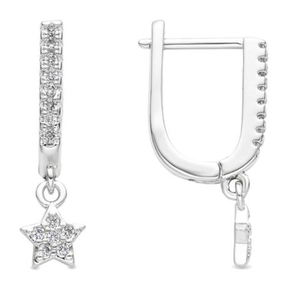 Pendientes acabado plata y Circonita Brillante