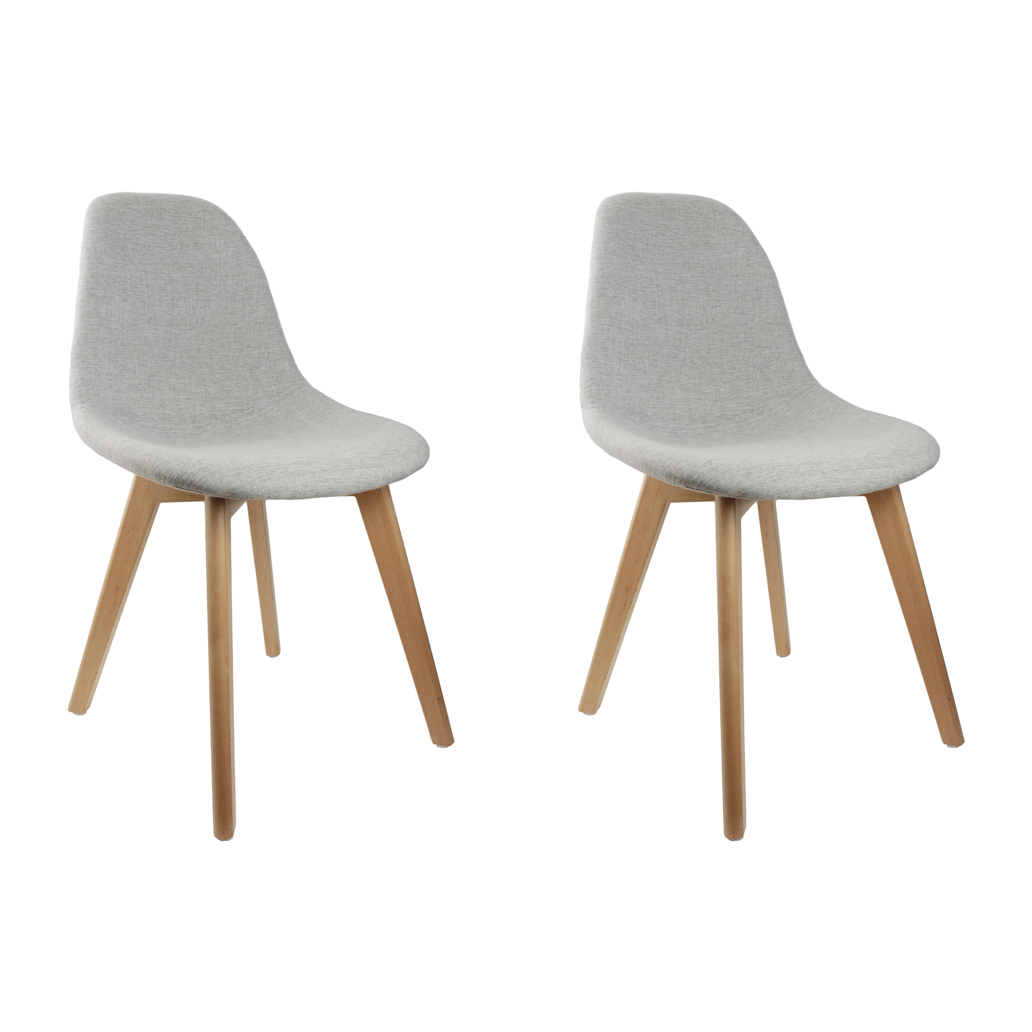 Chaise Scandinave En Tissu Grise - Lot De 2