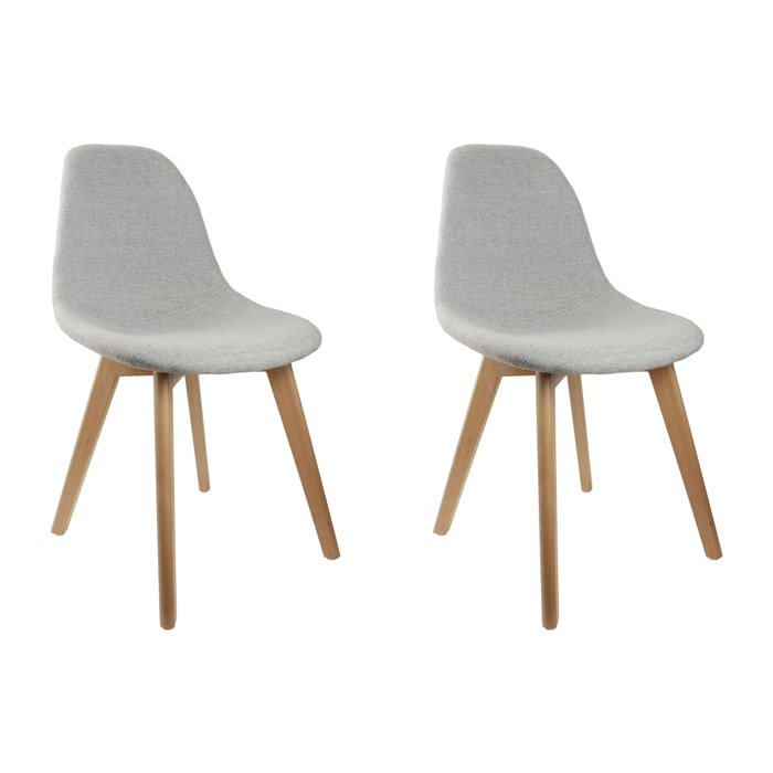 Chaise Scandinave En Tissu Grise - Lot De 2