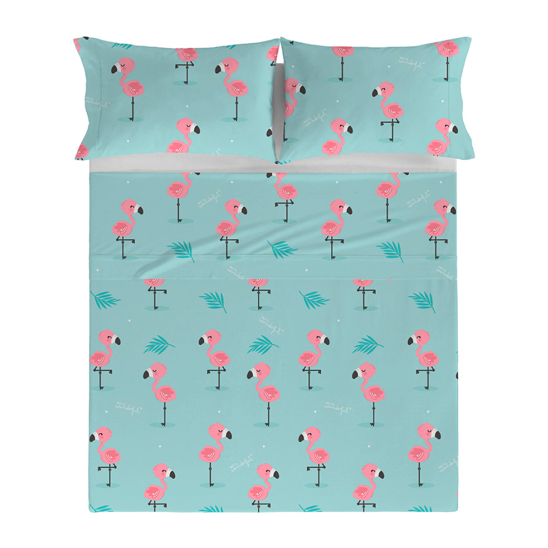 Sábana encimera Mr.Wonderful Flamingos - 100% algodón -