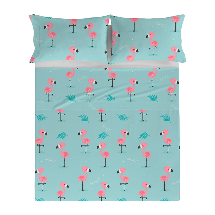 Sábana encimera Mr.Wonderful Flamingos - 100% algodón -