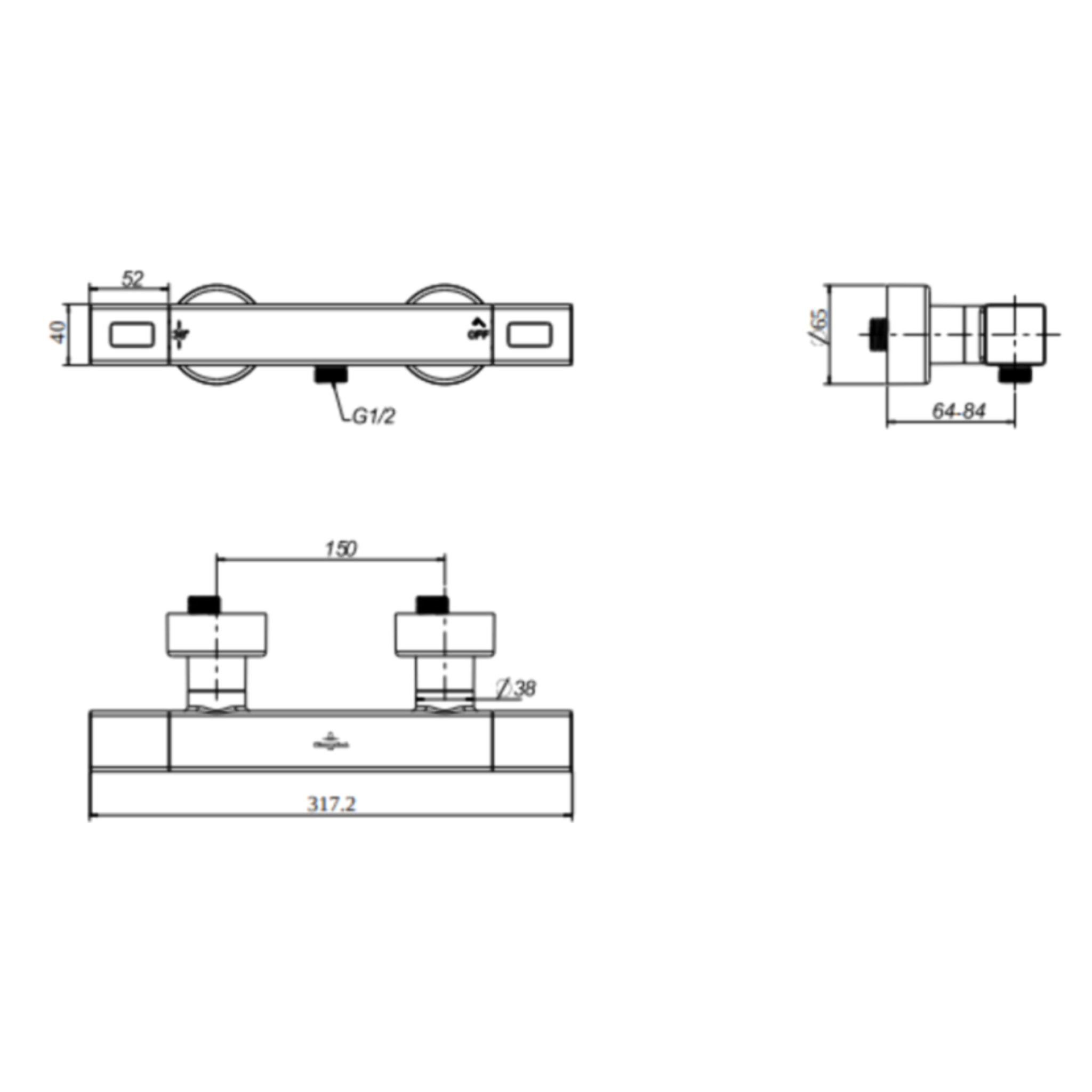Mitigeur douche thermostatique Universal rectangle Or brossé