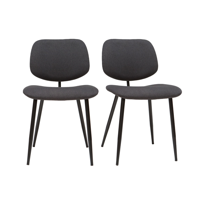 Chaises en tissu gris foncé et métal noir (lot de 2) TOBIAS