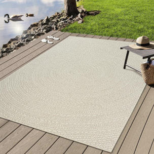 Tapis extérieur intérieur NOLAM aspect jute motif rond  ton sur ton