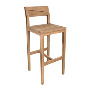 Lot de 2 chaises de bar extérieur en bois de teck massif - Tunga