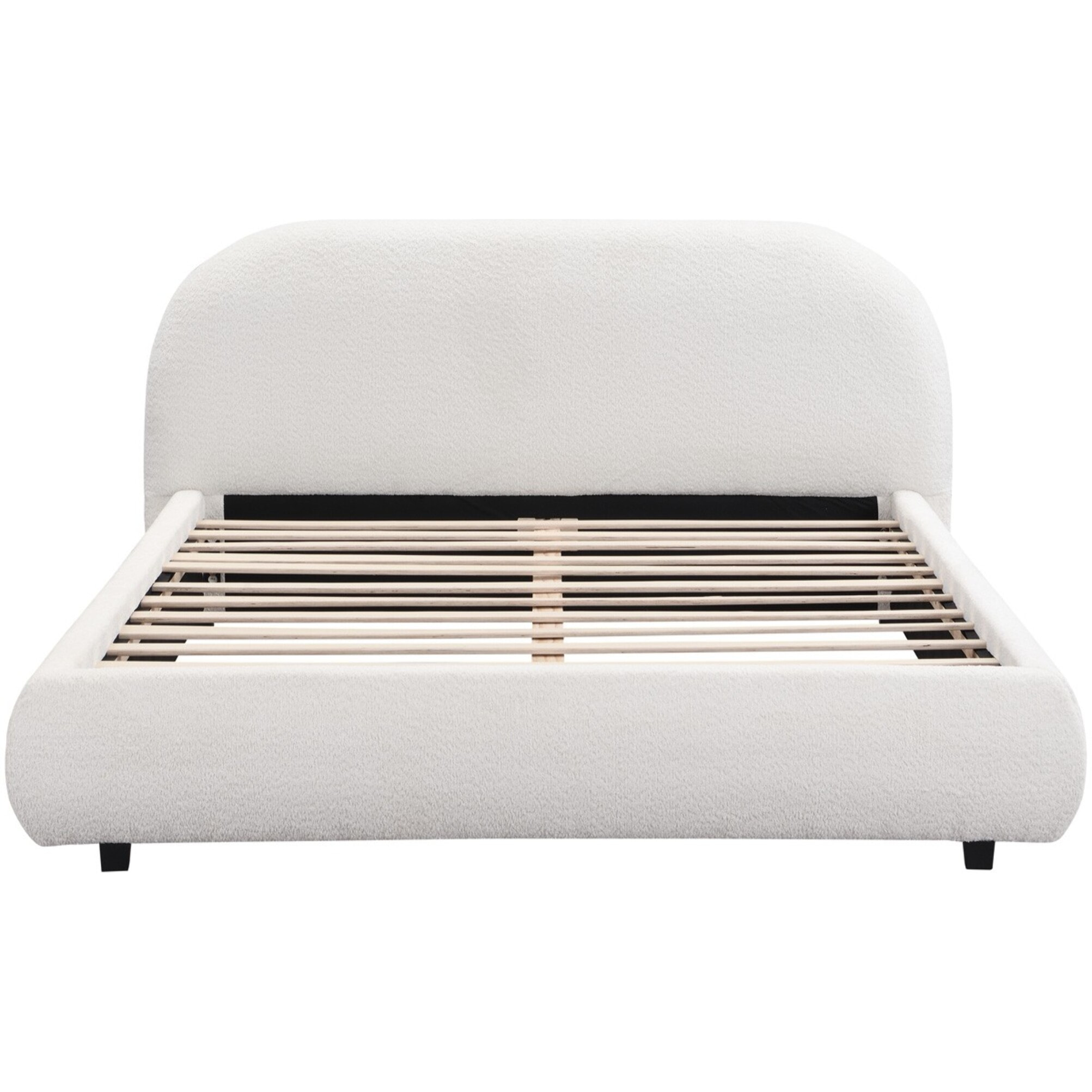 Lit avec tête de lit en tissu bouclé - MADDIE