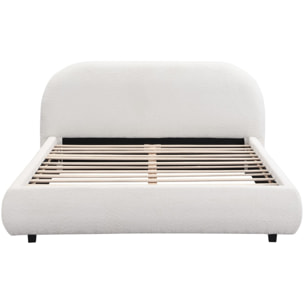 Lit avec tête de lit en tissu bouclé - MADDIE