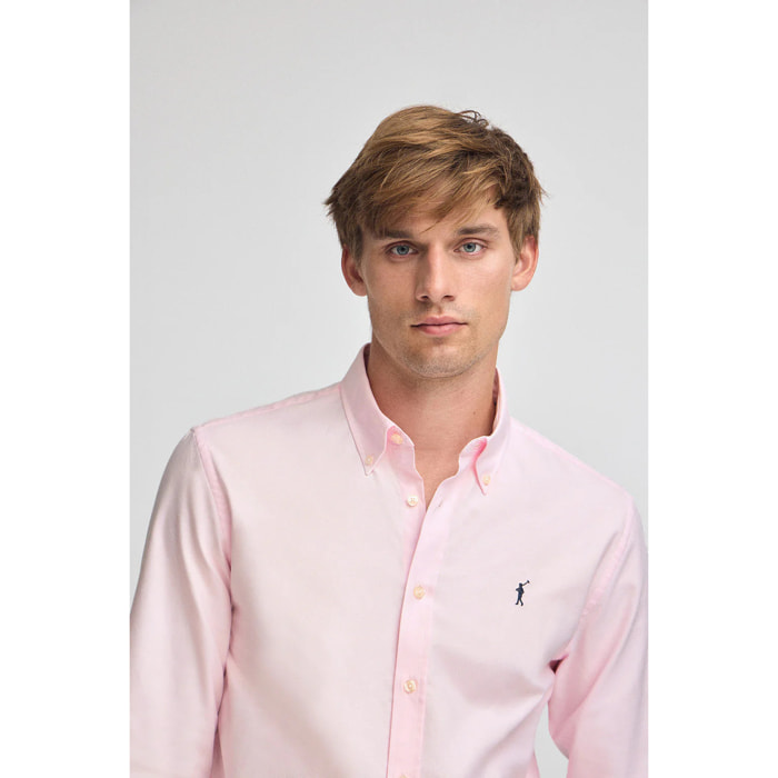 Camicia rosa regular fit con logo Rigby Go