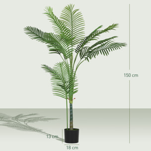 Plante artificielle intérieure palmier Areca H.150cm 11 feuilles grand réalisme PE vert