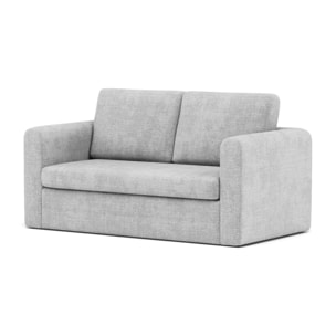 Marilia - Canapé 2 places convertible déplimousse en velours texturé - Gris clair