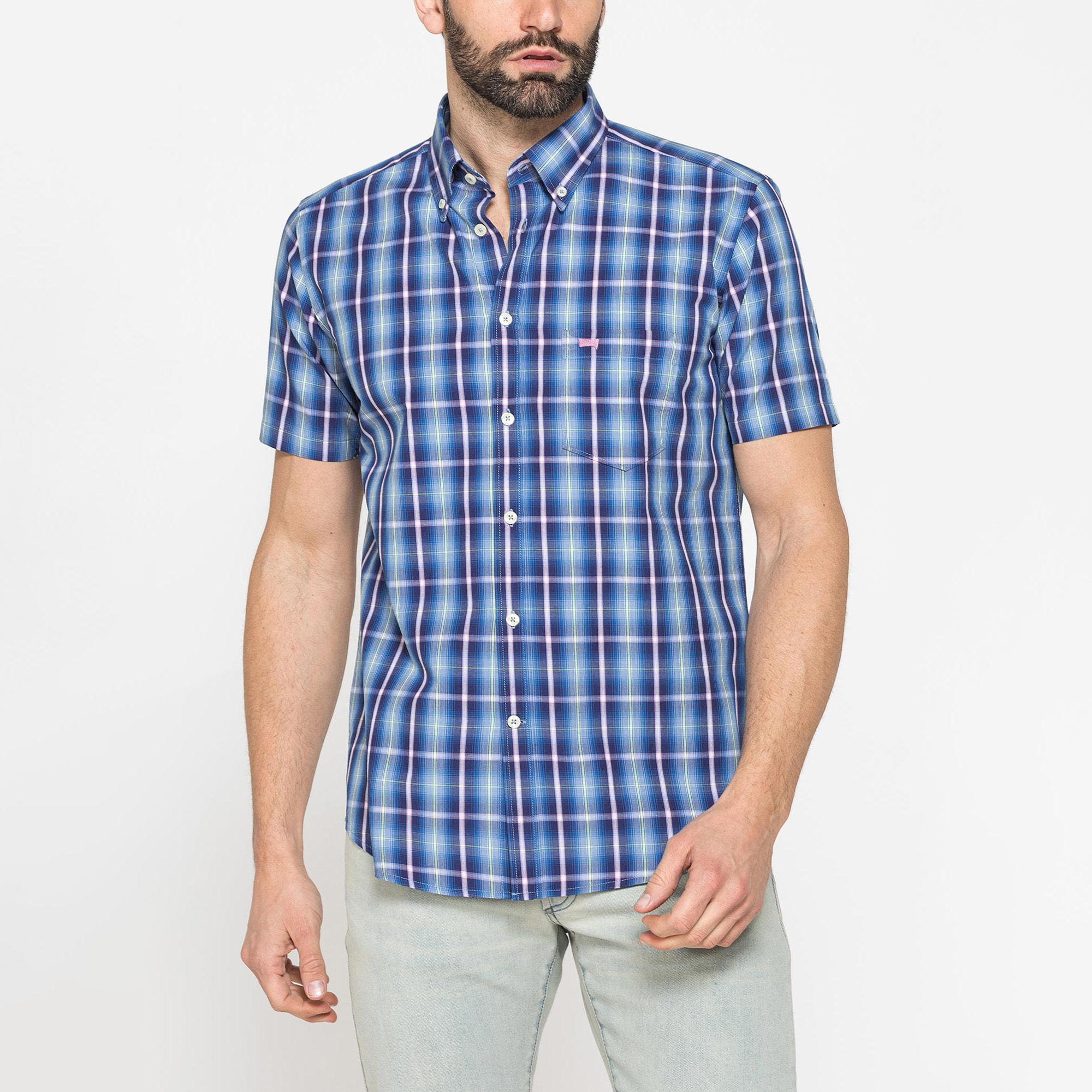 CAMICIA A MANICA CORTA IN COTONE CON FANTASIA