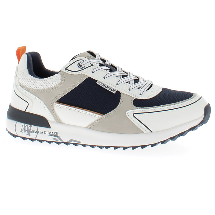 Armata di Mare Scarpe Uomo Sneakers Vintage Running con Soletta Rimovibile in Memory Foam AMU 1N947 Off White Navy