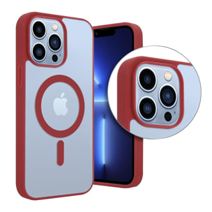 DAM Custodia ibrida anti-shock Magsafe per iPhone 12 Pro Max. Bordi in silicone e retro in PVC. 8,09x1,02x16,36 cm. colore rosso