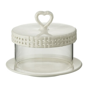 J-Line plat à tarte sous verre - céramique - blanc - small - 6 pièces