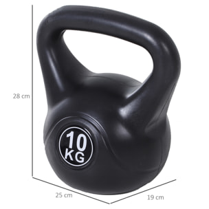 Kettlebell 10 Kg - haltère boule - poignée ergonomique - PVC noir