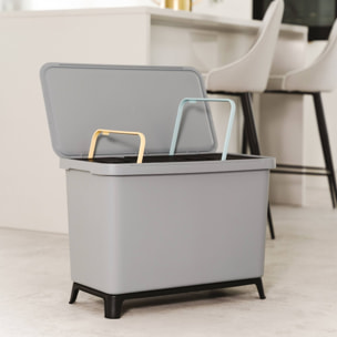 Sistema clasificador de reciclaje 1x10l + 1x23l color gris keden