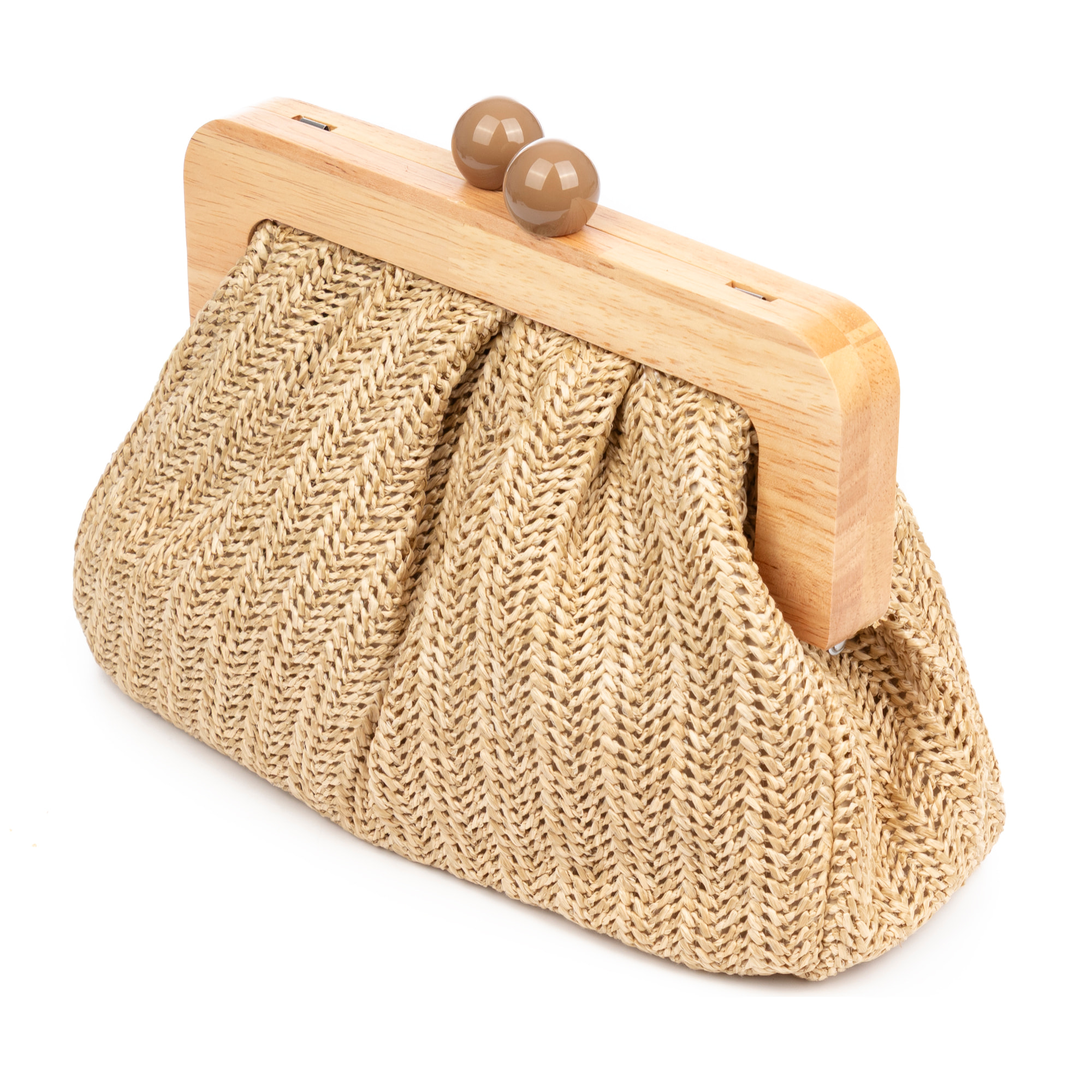 Benestare Bolso bandolera Mujer. Tela con detalles de madera natural y piel sintética.
