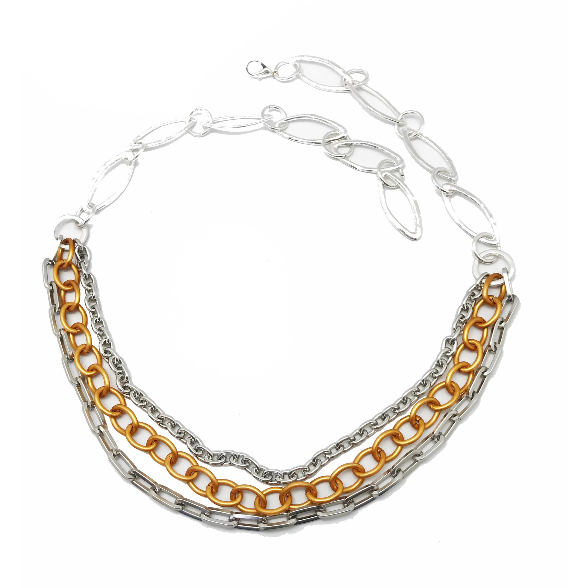 Cinturón cadena plata naranja triple "Rock-color"