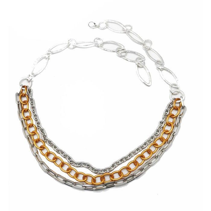 Cinturón cadena plata naranja triple "Rock-color"