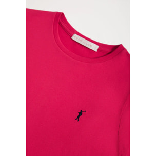 Maglietta basic fucsia a maniche corte con logo Rigby Go