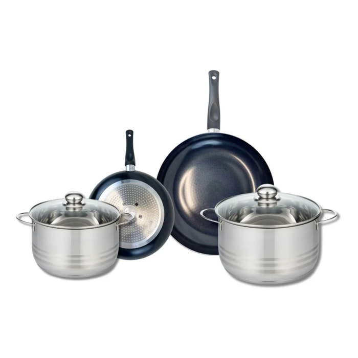 Ensemble de 2 Poêles de cuisson 20 et 28 cm et 2 faitouts 20 et 24 cm Elo Prima Brillant