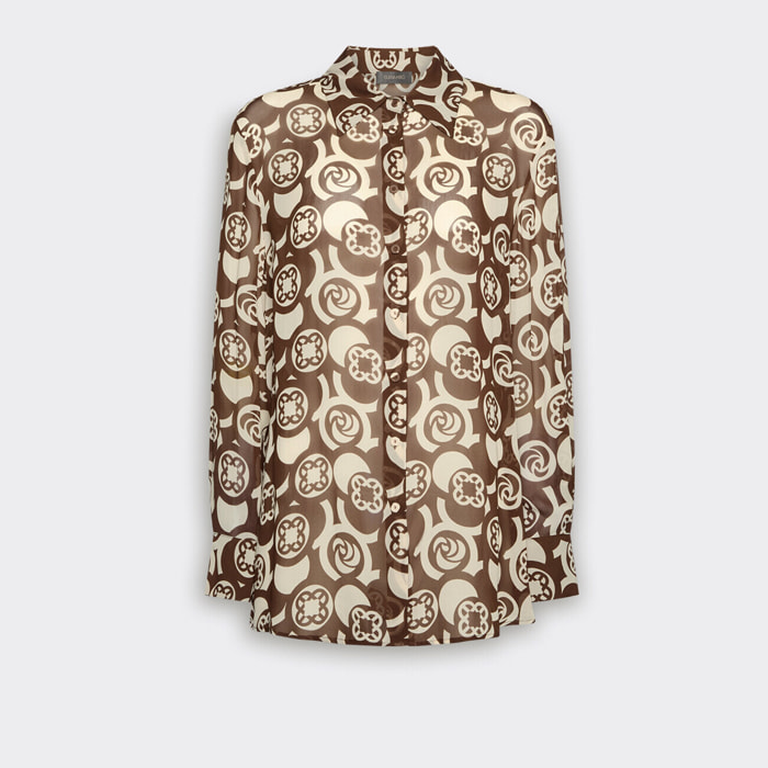 Elena Mirò - Camicia in viscosa stampata - Marrone