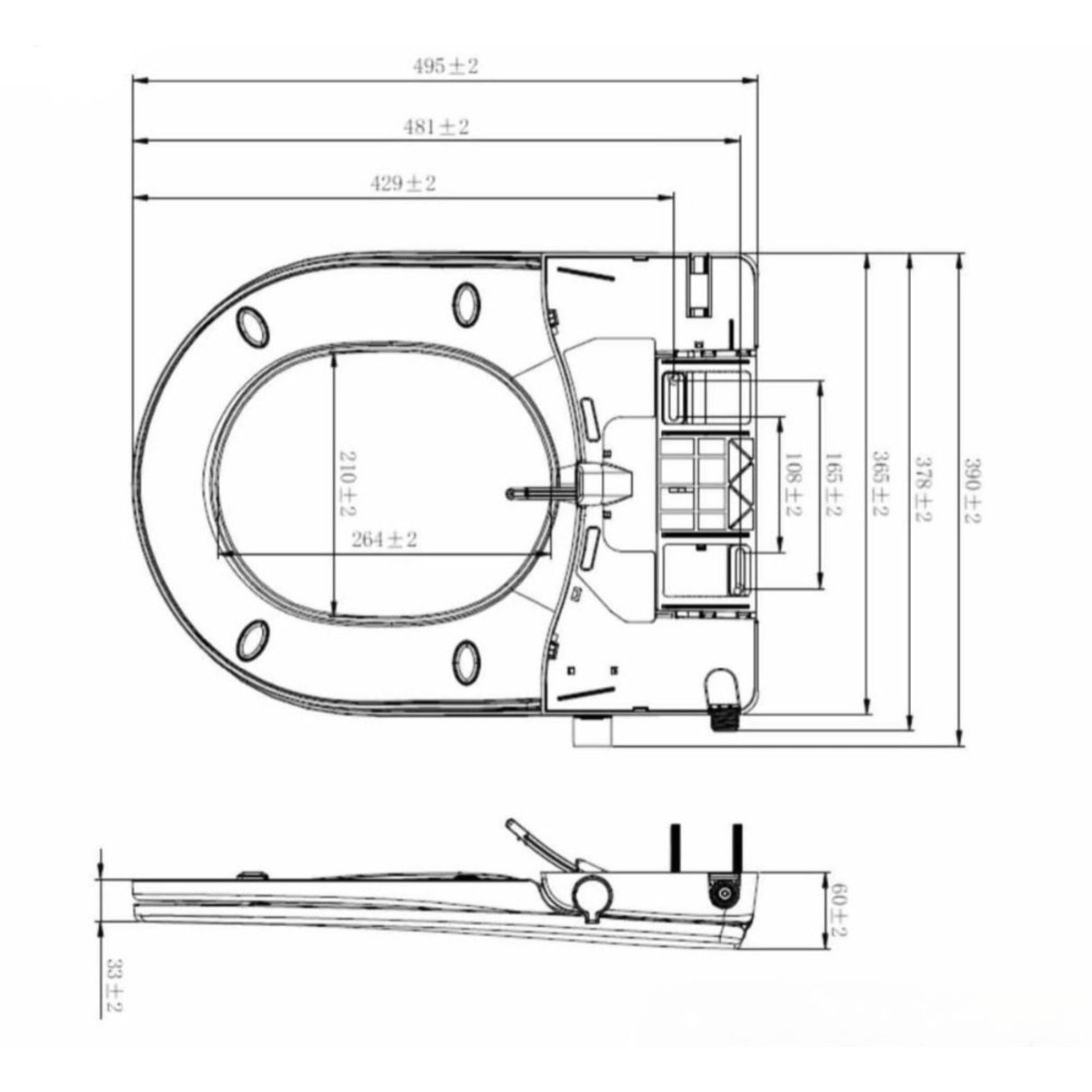 Abattant WC japonais SoftClose, fonctionnement sans électricité, blanc (SATBEASY2233U5)
