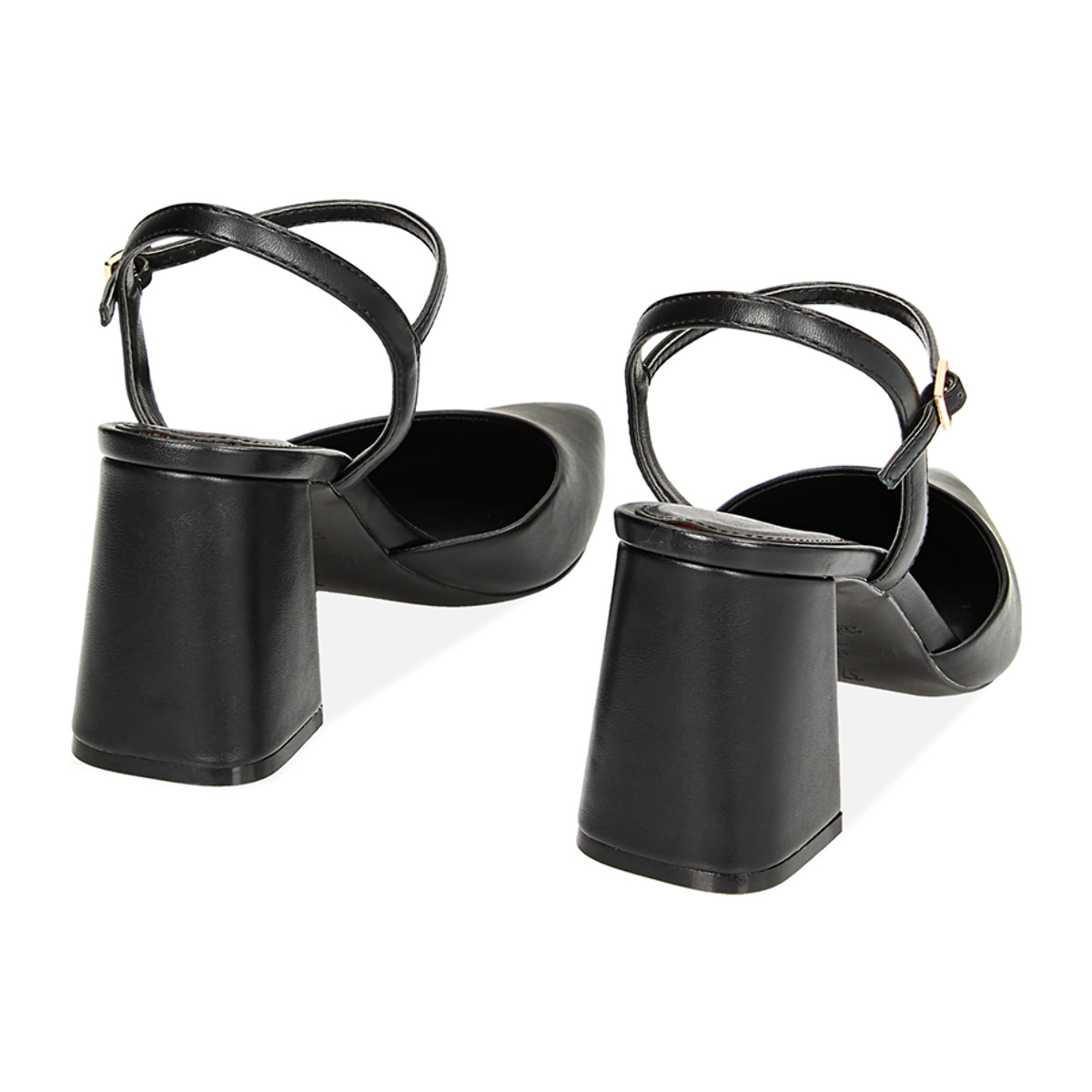 Décolleté slingback nere, tacco largo 7,8 cm