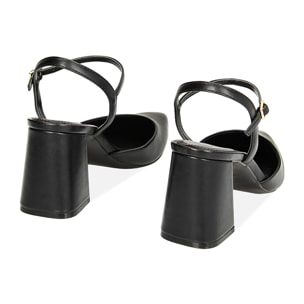 Décolleté slingback nere, tacco largo 7,8 cm
