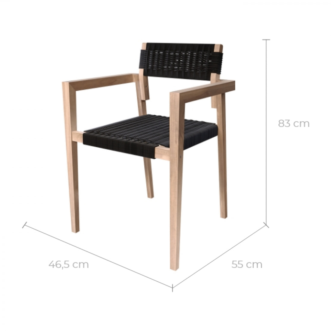 Lot de 2 chaises de jardin empilables en teck et corde tressée - Kapua