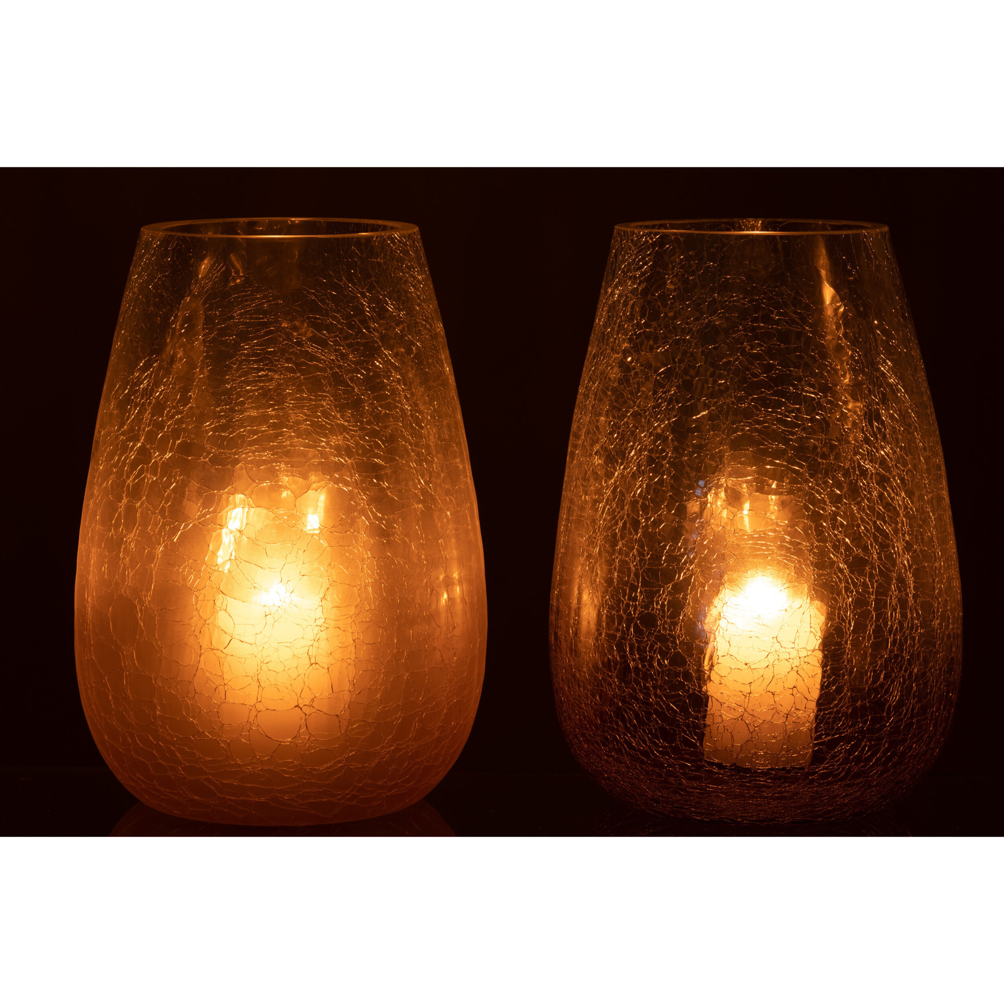 J-Line bougeoir Forme Oeuf Craquele - verre - mauve - large - 2 pcs