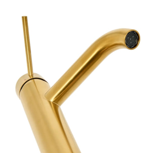 Aurum mitigeur lavabo + mitigeur cuisine Ceramia Timeless acier inoxydable, douchette extractible, or brossé (SATTMLBA185BG)