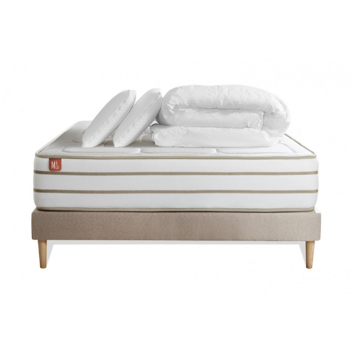 Pack matelas LE DOUILLET - Mémoire de forme BioVisco - Ep. 26 + sommier kit Beige